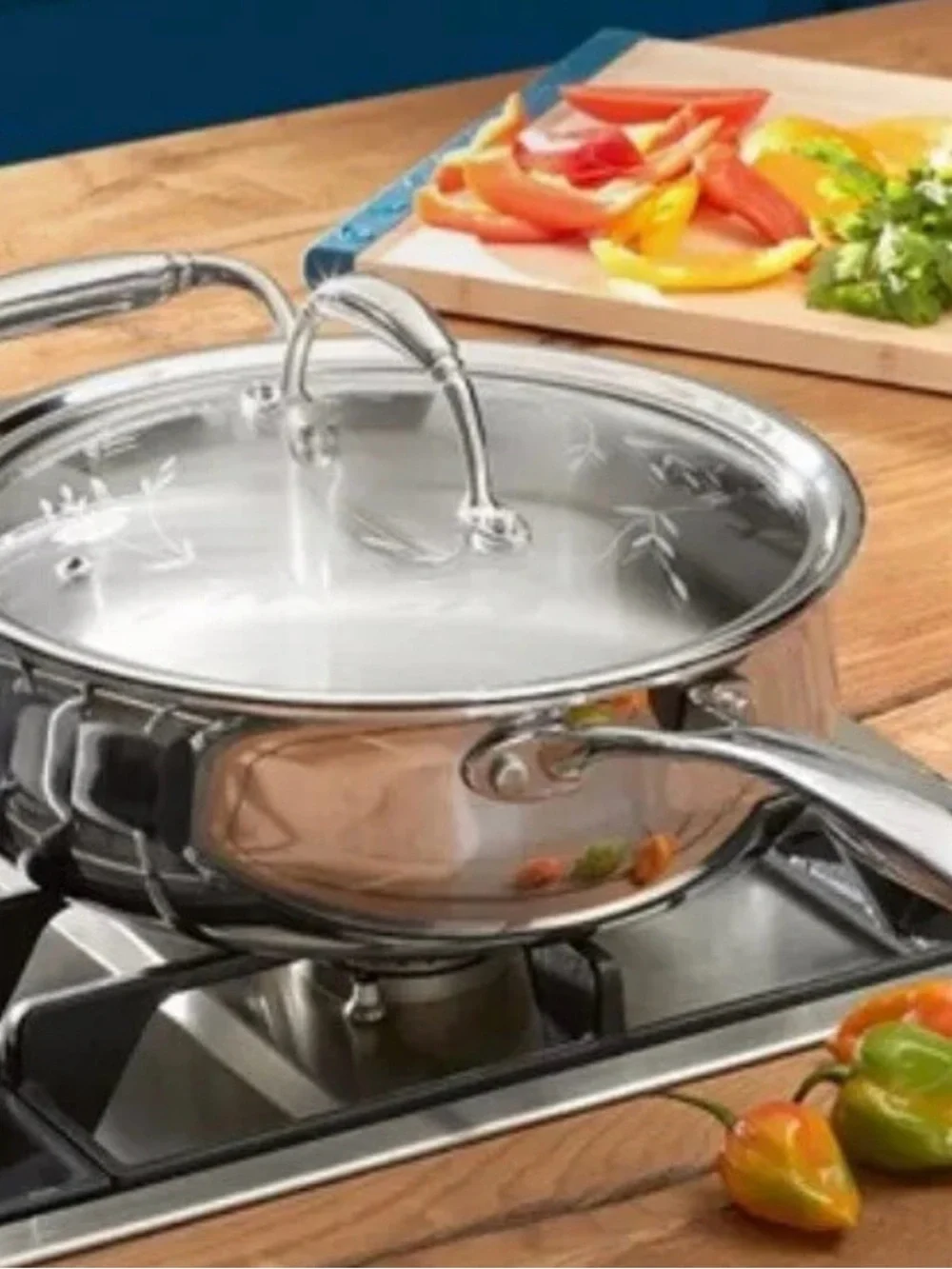 Princess House Stainless Steel Sauté Pan with Glass Lid - Silver